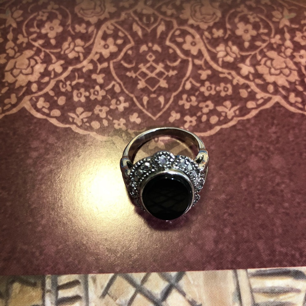 Silver & Black Mod Ring Size 6